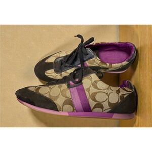 Coach Signature Canvas Sneakers Purple Accents Women Size 8